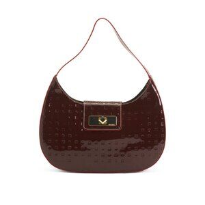 ARCADIA  PATENT LEATHER SHOULDER HOBO HANDBAG RED MADE in ITALY